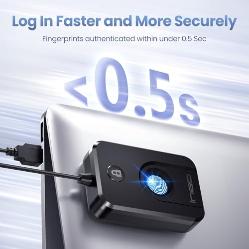 ineo 4.45x3.62x1.22in 3.2oz USB Fingerprint Reader Biometric Authentication Security Device