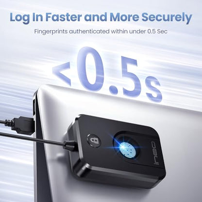 ineo 4.45x3.62x1.22in 3.2oz USB Fingerprint Reader Biometric Authentication Security Device