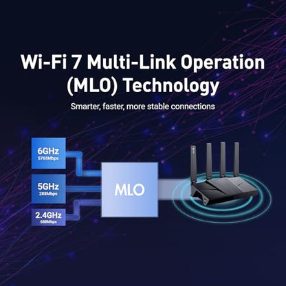 GL.iNet Tri-Band GL-BE9300 Flint 3 Wi-Fi 7 Router, 12.5 Gbps Data Transfer, 2500 Mbps LAN, 4 Antennas, 2000 Square Feet Coverage