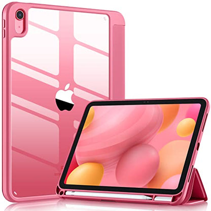 Wenlaty iPad Compatible Case A16 11 Inch 2025 A3354/A3355/A3356, iPad 10th Gen 10.9 Inch 2022 A2696/A2757/A2777, Clear Hybrid Case, Solid Watermelon Pink