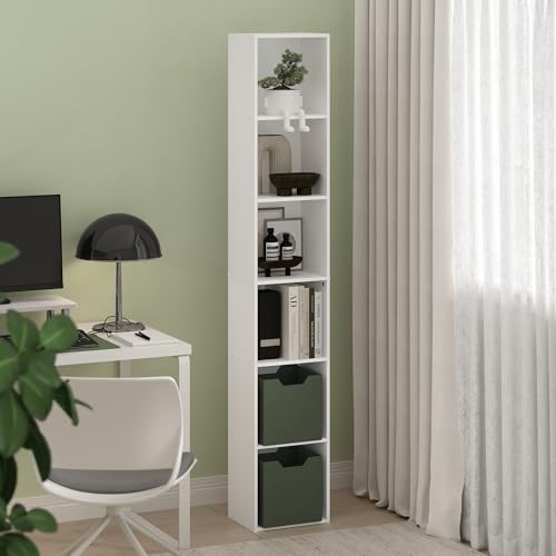 Furinno 12.1 Inch LUDER 24009 WH 6-Tier Wall Mount Bookshelf for Home Use