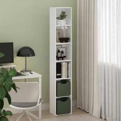 Furinno 12.1 Inch LUDER 24009 WH 6-Tier Wall Mount Bookshelf for Home Use