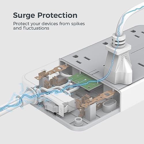 TESSAN 8 Outlets Power Strip Model TS-108-C 125V 15A Surge Protector