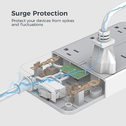 TESSAN 8 Outlets Power Strip Model TS-108-C 125V 15A Surge Protector