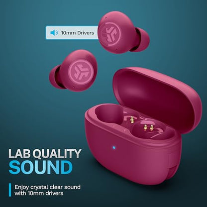 JLab Go Pop ANC EBGOANCFUC50WEB True Wireless Earbuds with Charging Case, Fuchsia, 10mm Drivers, Bluetooth 5.0, Active Noise Cancellation