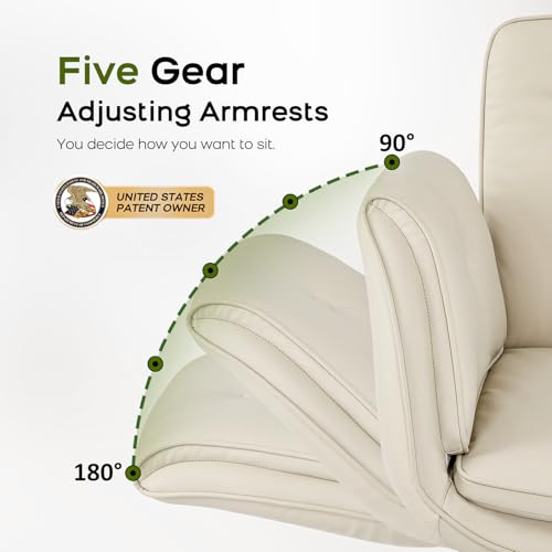 Amseatec LY-8267-CRE-US Office Chair, Adjustable Height, Swivel, Indoor Use, Cream