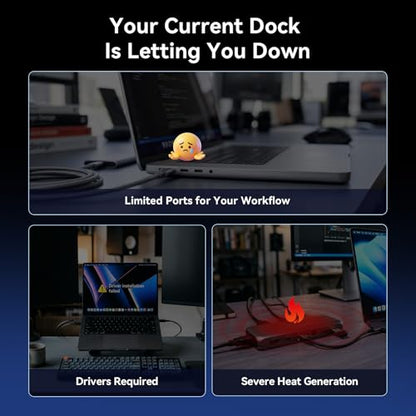 TobenONE 16-in-2 MacBook Docking Station Dual 4K@60Hz HDMI USB C