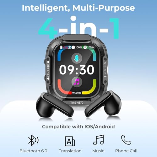 Yworlln NE70 Wireless Bluetooth Earbuds, Real-Time Translation, Supports 165 Languages, Active Noise Cancellation
