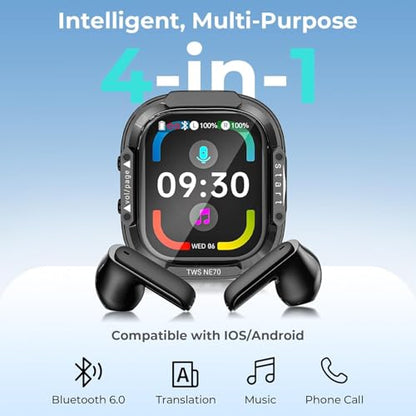 Yworlln NE70 Wireless Bluetooth Earbuds, Real-Time Translation, Supports 165 Languages, Active Noise Cancellation