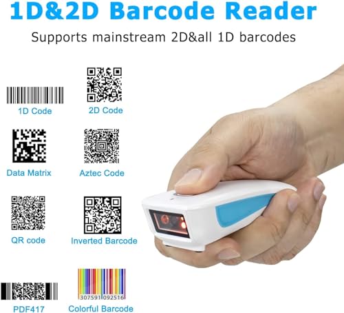 NETUM 2D Barcode Scanner C850 Portable Bluetooth Scanner Bluetooth Wireless, USB, and Wired Connectivity for Desktop and Mobile, 60 Degrees Viewing Angle