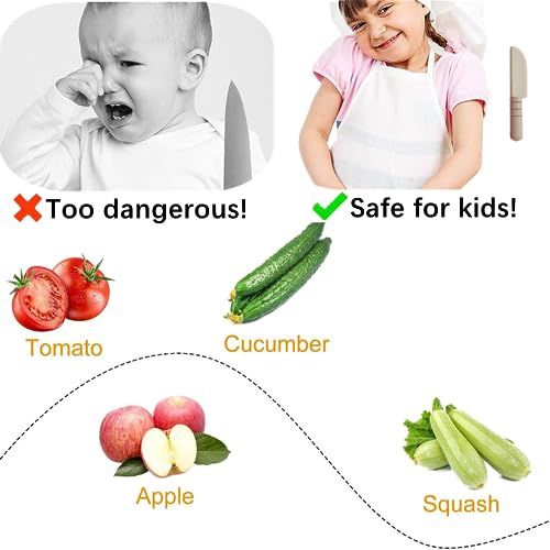TDGBIH 3 Wooden Children's Knives Child-Safe Kitchen Tools for Food Preparation