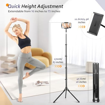 Aureday 67 Inch 67iPadStand Adjustable Tripod Stand for Tablets and Smartphones