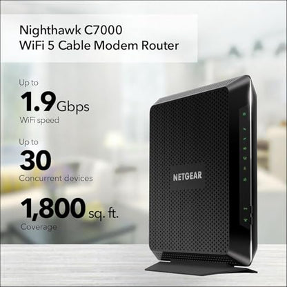 NETGEAR C7000 Cable Modem WiFi Router Combo - DOCSIS 3.0 - AC1900 Up to 1.9Gbps - 4-Port Ethernet Switch
