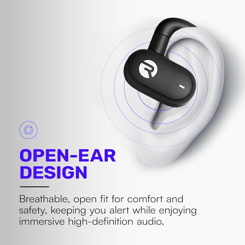 Raycon Black RBO725 Open Ear Headphones - Wireless Bluetooth, IPX5 Water Resistance