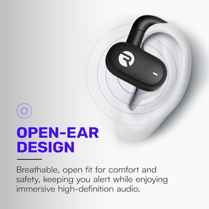 Raycon Black RBO725 Open Ear Headphones - Wireless Bluetooth, IPX5 Water Resistance