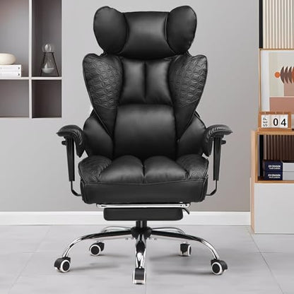 GTPLAYER Big and Tall L-CH510 Ergonomic Office Chair, 400lbs Capacity, Durable Faux Leather, Adjustable Backrest & Headrest