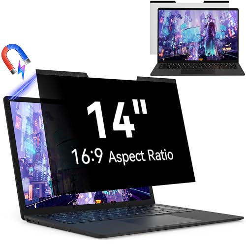 Protescreen 14 Inch Laptop Privacy Screen Protector, Removable Anti-Glare Filter, Scratch Resistant, Water Resistant, 16:9 Aspect Ratio