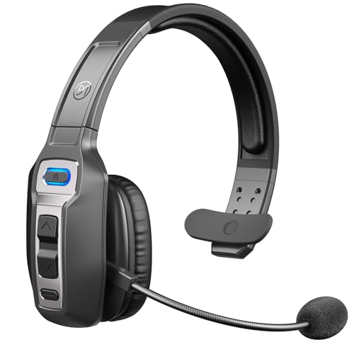 BRAMMAR BM202 Black Trucker Bluetooth Headset Wireless, Bluetooth Version 5.2, Dynamic Driver, 15m Range, 65 Hours Battery Life