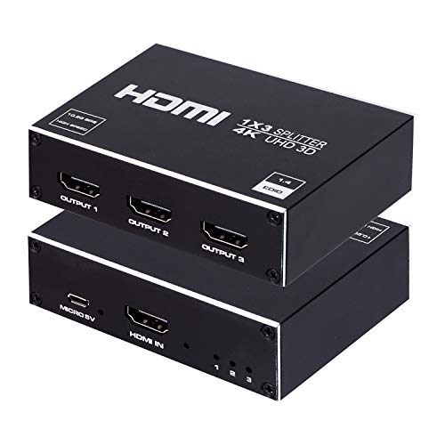 ENBUER 1x3 HDMI Splitter 4K@30Hz Audio Video Distributor Black