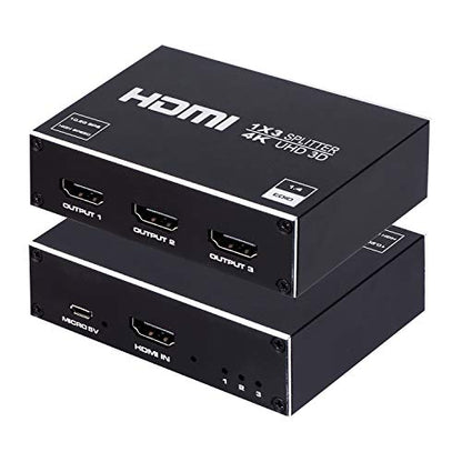 ENBUER 1x3 HDMI Splitter 4K@30Hz Audio Video Distributor Black