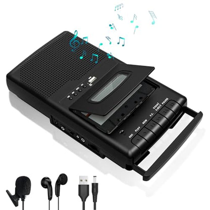Mersoco 12.64 x 7.52 x 2.72 inches T300-m02 Portable Tape Recorder 3.5MM Headphone Jack