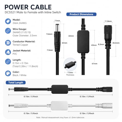 Generic 2.0 Count DC5521 Router Rebooter Automatic Restart Cable with 24-Hour Smart Timer