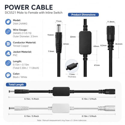 Generic 2.0 Count DC5521 Router Rebooter Automatic Restart Cable with 24-Hour Smart Timer