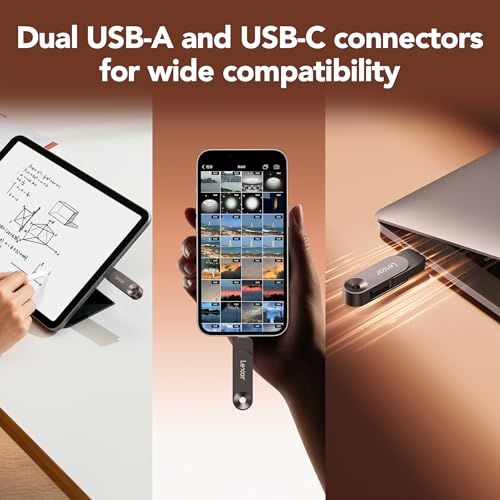 Lexar 128GB Solid State Dual Drive D500 USB 3.2 Gen 1, Up to 400MB/s Read, USB Type-C/USB Type-A Compatibility