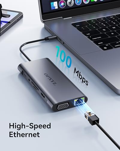 OPXYL 11-in-1 USB C Hub Multiport Adapter with 4K HDMI, VGA 1080P, 100W Power Delivery, Ethernet, USB 3.0