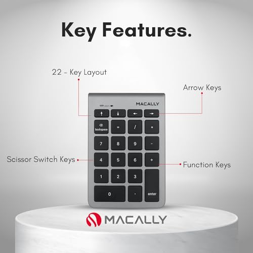 Macally BTNUMKEY22 Wireless Numeric Keypad QWERTY MacOS Bluetooth