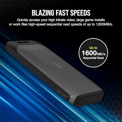 Corsair EX100U 2TB Portable USB 3.2 Gen 2×2 External SSD