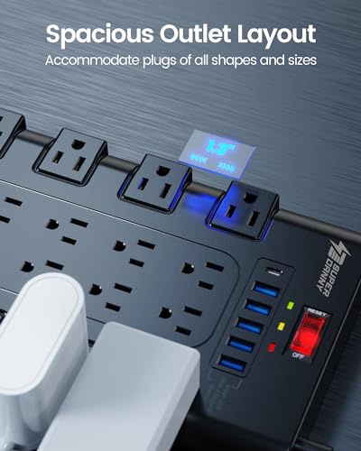 SUPERDANNY 28-Outlet 125V Surge Protector Power Strip QR2260-U