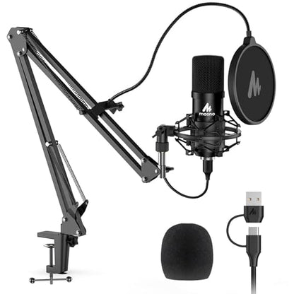 MAONO AU-A04 USB Microphone 192kHz/24Bit, Cardioid, Large Diaphragm, Plug and Play, Compatible with PC and Laptop