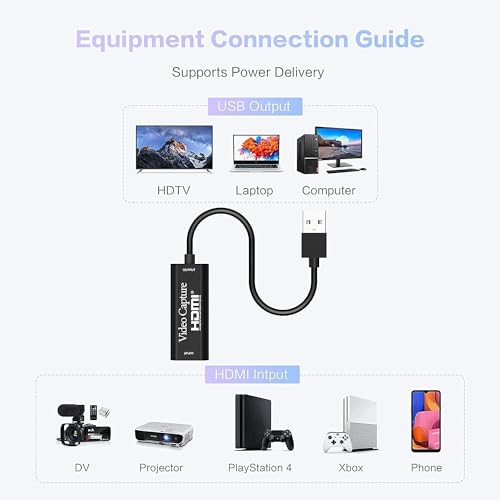 VIXLW Video Capture Card USB 3.0 1080p Type-C AV Output Capture Card