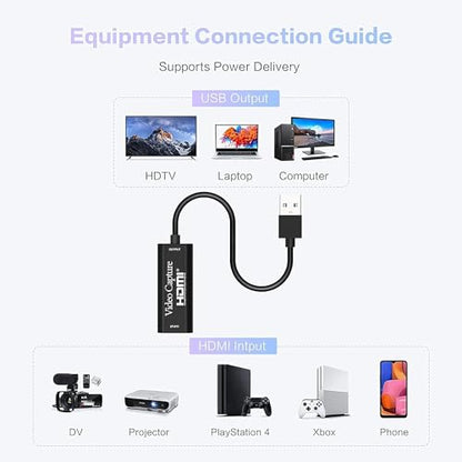 VIXLW Video Capture Card USB 3.0 1080p Type-C AV Output Capture Card