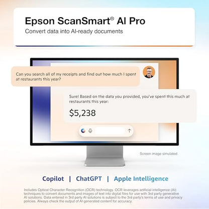 Epson RapidReceipt RR-400W Compact Document Scanner 300 dpi USB Wi-Fi