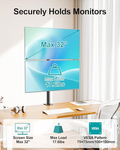 MOUNT PRO Vertical Dual Monitor Stand 32 inch VESA 75x75mm 100x100mm
