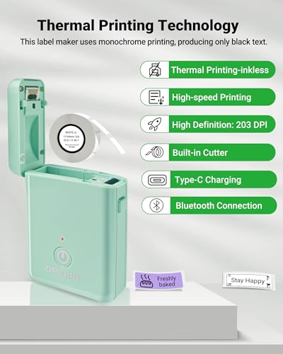 ORGBRO X1 Mini Label Maker Monochrome Thermal Printing Bluetooth 203 DPI 300 Dots Per Inch