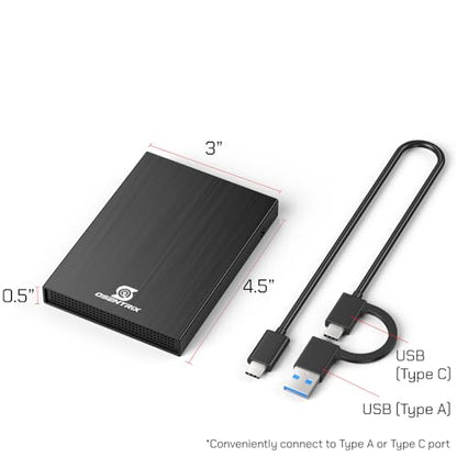 OSENTRiX 2TB O2-BK-2TB USB 3.0 External Hard Drive - 5400 RPM - 2.5-inch - Aluminum