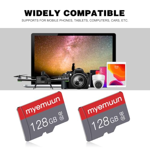 myemuun 128GB Micro Memory Card Class 10 MicroSDXC Red