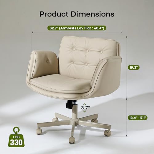 Amseatec LY-8267-CRE-US Office Chair, Adjustable Height, Swivel, Indoor Use, Cream