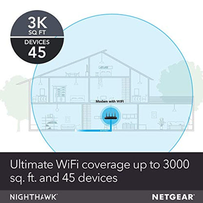 NETGEAR C7500-100NAS Nighthawk X4 24x8 AC3200 DOCSIS 3.0 Cable Modem WiFi Router Combo
