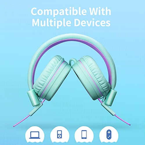 POWMEE P10 On-Ear Headphones 32 Ohms Active Noise Cancellation Wired Volume Control for Adults