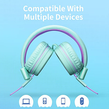 POWMEE P10 On-Ear Headphones 32 Ohms Active Noise Cancellation Wired Volume Control for Adults
