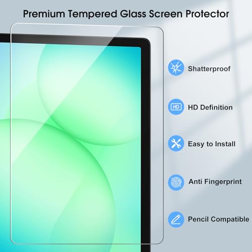 Qularlans 2 Pack Tempered Glass Screen Protector for Samsung Galaxy Tab A9 Plus 11 Inch 2023 SM-X210/X216/X218 & Tab A11 Plus 2025 SM-X230/X235/X236B 9H Hardness HD Clear Bubble-Free