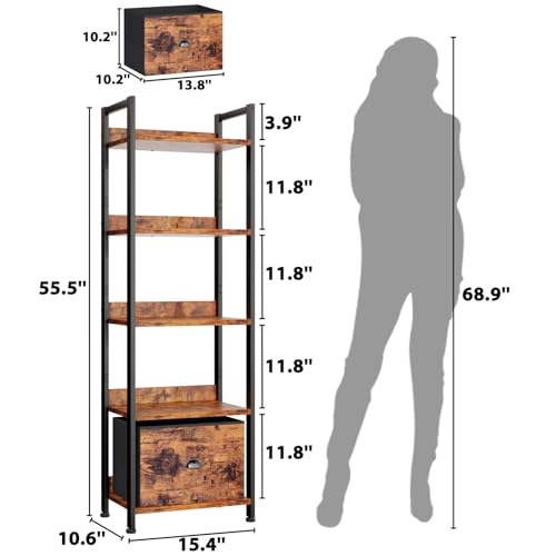 Furologee 5 Tier Shelf CTBS-5T-006 Freestanding Indoor Wood Organizer