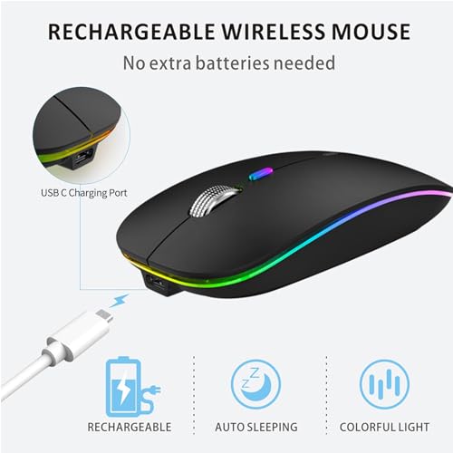 Uiosmuph 2.4G Wireless Optical Mouse G12 USB C Rechargeable Portable Computer Mice
