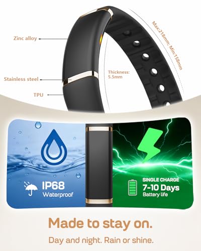FITVII Activity Tracker 10-Day Battery IP68 Bluetooth Multi-Sport Waterproof Wearable