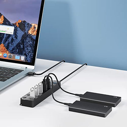 ONFINIO 7-Port USB Hub 3.0 Splitter Compatible with Windows and Mac