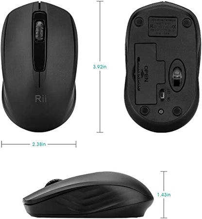Rii Wireless Optical Mouse RM100 1000 DPI Battery Powered USB RF Connectivity Black